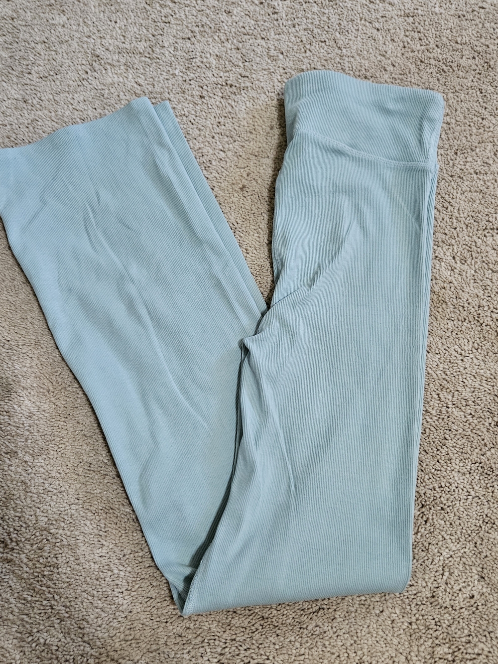 Pact Light Aqua High-Rise Ribbed Straight Leggings